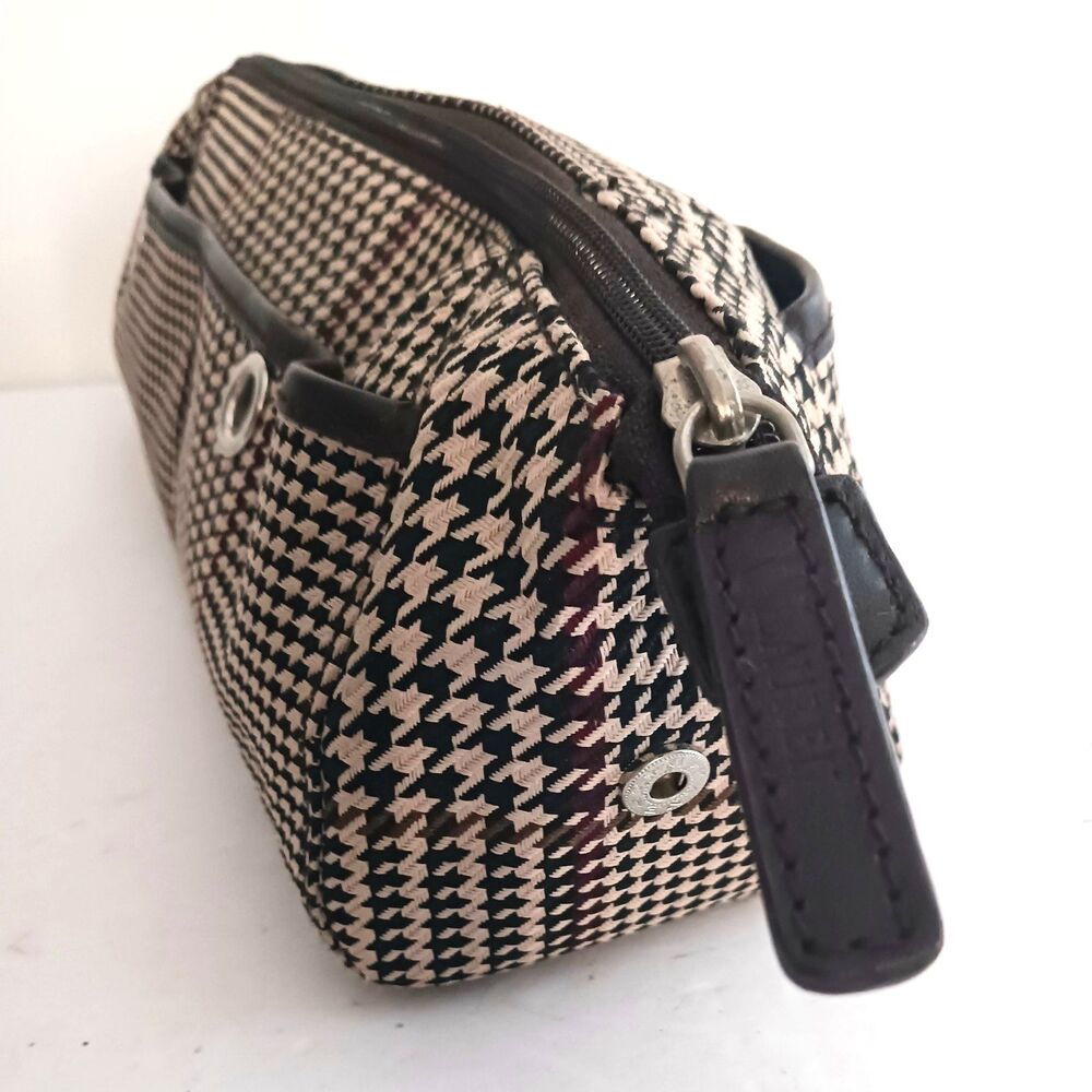 Lauren Ralph Lauren Brown Houndstooth Plaid Toiletry/Cosmetic Travel Bag 12X4X5 - Picture 7 of 12